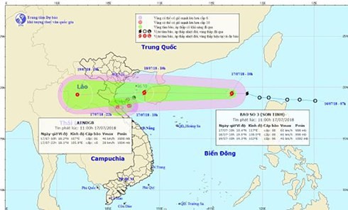 Bão Sơn Tinh - Bão số 3 cách bờ biển Hải Phòng-Hà Tĩnh khoảng 270km - ảnh 1